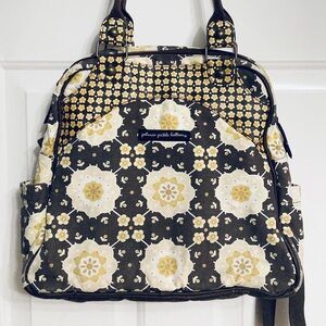 Petunia Pickle Bottom BLISSFUL BUTTERCUP canvas diaper bag brown yellow